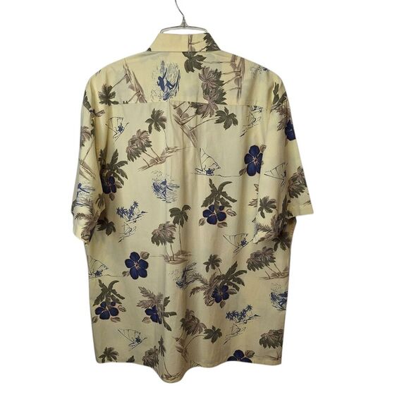 Pierre Cardin Tropical‎ Shirt Mens L Short Sleeve Yellow Floral Print Buttons - Picture 2 of 9
